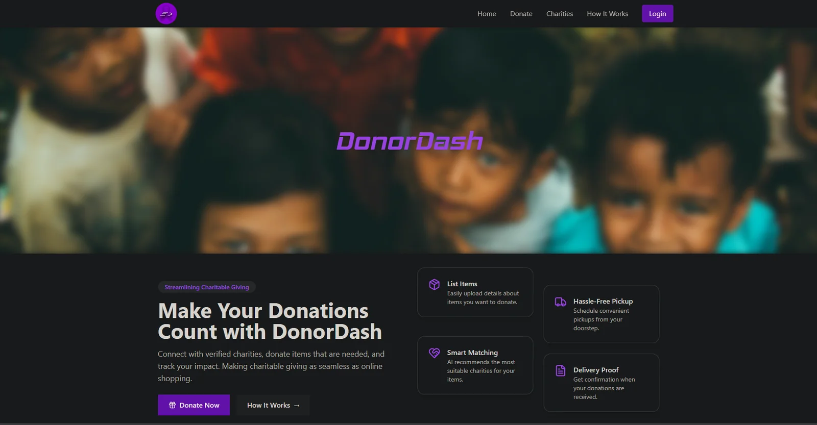 DonorDash landing page